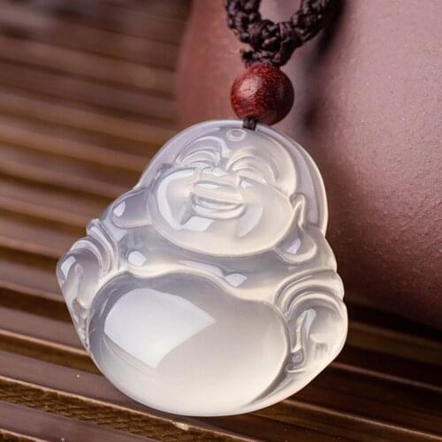 Genuine Natural Buddha Jade Pendant Women Men Amulet Gifts Real Jades Stone Ice Chalcedony Guanyin Pendants Charms Jewellery