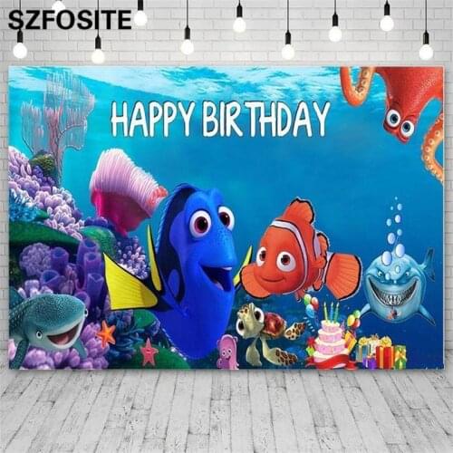 Under The Sea Birthday Party Background Dory Nemo Corals Bubbles Underwater Game Photographic Vinyl Backdrop Photo Studio Props