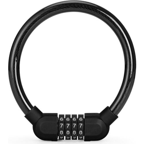 Portable Mountain Bike Lock Anti-Theft Password Ring Lock Fixed 4 Digit Code Combination Bicycle Security Lock Bicycle Equipment