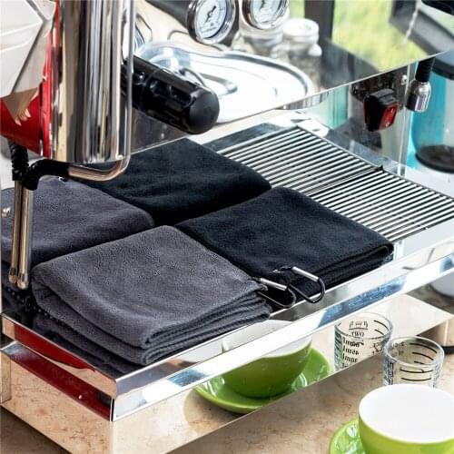 Highly Absorbent Barista Microfiber Cloth Tea Towel 2pcs 60*30cm Coffee Machine Cafe Cleaning Towel for Steam Wand Black Grey