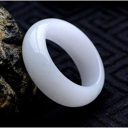 Certificate)Drop Shipping Womens Finger Ring Natural White Grade AAA Jadeite Jade Rings Gift for Women Fashion Jewelry