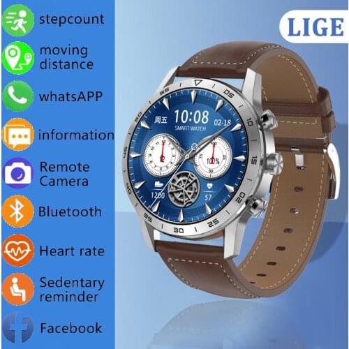 2021 LIGE Men Smart Watch Men Call Waterproof Sports Fitness Watch Health Tracker Weather Bluetooth smartwatch For Android ios