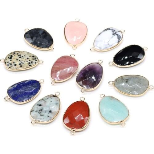 Natural Stone Pendant Connectors Exquisite Irregular Faceted Crystal Agates Link Charm for Jewelry Making Necklace Bracelet Gift