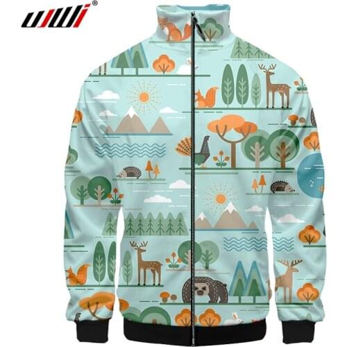 UJWI Animal 3d Stand Collar Hoodie Hood Men Women Zipper Hoodies Jackets Long Sleeve Zip Up Unisex 3D Sweatshirts Tops 5XL