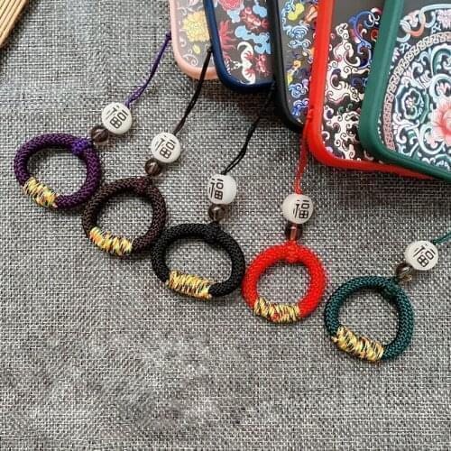 10Pcs Universal Braided Rope China Classic FU Style Finger Ring Mobile Phone Case Cover Straps Phone Lanyards