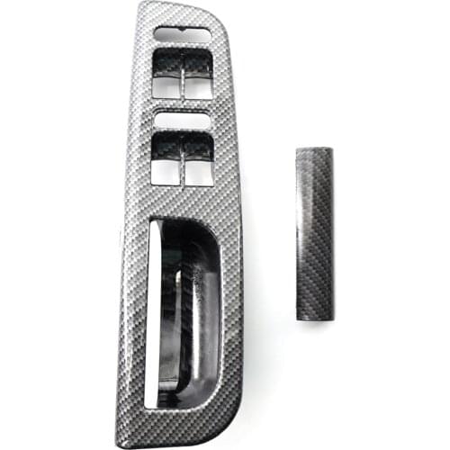 Right Drive Window Switch Panel and Right Front Door Handle Side Strip Replacement for Volkswagen Polo Golf 4 Carbon Color