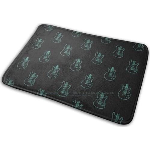 Green Minimalist Guitars ( Black ) Mat Rug Carpet Anti-Slip Bedroom Entrance Door Mat Guitar Music Indie Blues Guitarist