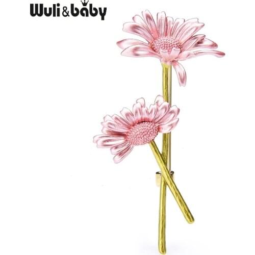 Wuli&baby New Design Enamel Daisy Flower Brooches Women 4-color Weddings Flower Casual Office Brooch Pins Gifts