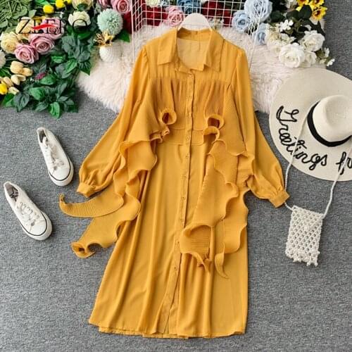 Bohemain Beach Girl Summer Dress 2020 New Arrival Irregular Design French Dress Ruffle Fringed Dress Pleated Bohemain Dresses