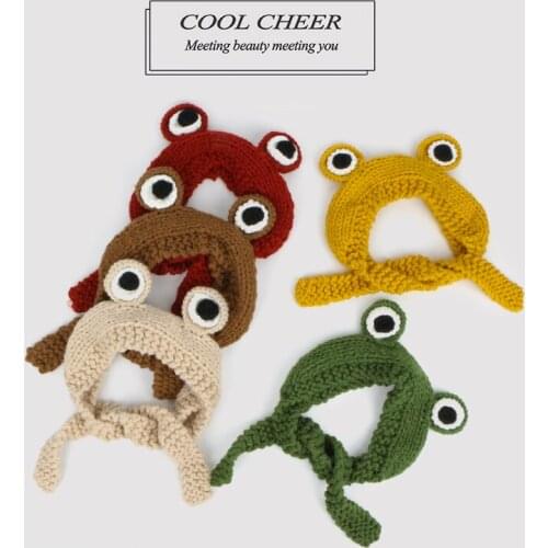Winter Skullies Parents-Child Cute Frog Hat Crochet Knitted Hats Costume Accessory Beanies Gift Hip-hop Cap Photography Prop