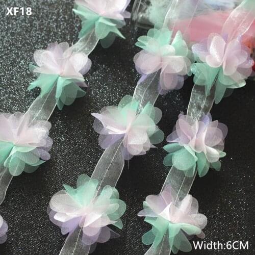 Zsbszc Fashion 3 colors 3D transparent 6-leaf flower 6CM chiffon lace trim wedding gown clothing shoes hats accessories XF18
