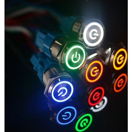 1pcs 16mm Metal Switch Push Button Switch Stainless steel Power Button Waterproof Ring light Indicator light Switch