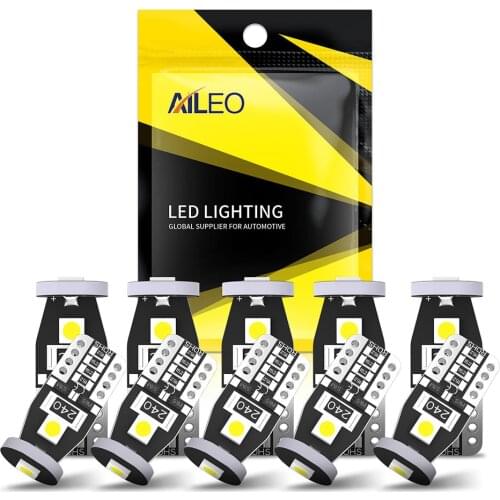 10Pcs T10 Led Canbus W5W Led Bulbs 168 194 6000K White Signal Lamp Dome Reading License Plate Light Car Interior Lights Auto 12V