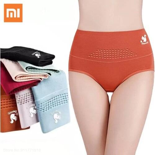 3pcs/lot Xiaomi Woman Underwear High Waist Brief Cotton Graphene Antibacterial Hip Lift Underpanties Body Shaper Female Panties