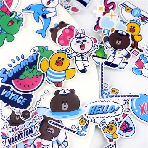 33pcs Kawaii cute Self-made Animal star ocean wind Stickers waterproof cartoon stickers for Wall decor fridge Bike laptop car