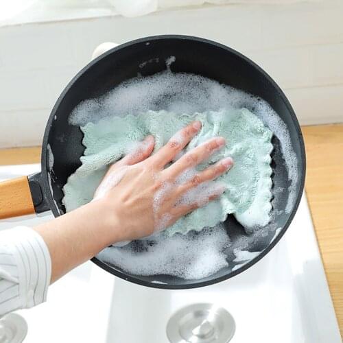 4pcs Nonstick Oil Coral Velvet Hanging Hand Towels Kitchen Dishclout Super Absorbent Washing Rag Tableware Cleaning Wiping Tools
