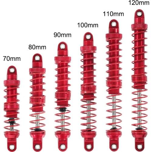 4PCS Oil Adjustable Metal Shock Absorber Red 70/80/90/100/110/120mm for 1/10 RC Crawler Axial SCX10 Traxxas TRX4 ABSiMA Sherpa