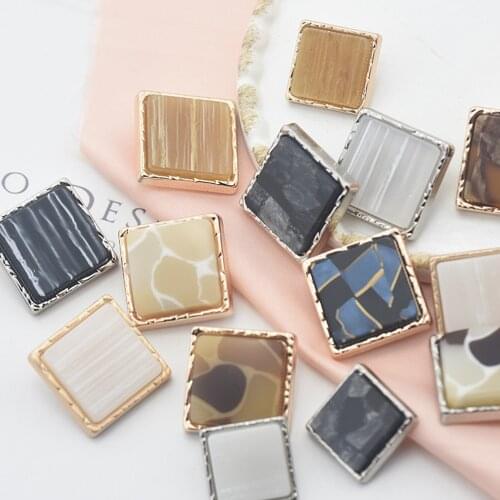 5 pcs 18/22mm metal button Gold color geometric patterns and buttons garment accessories DIY Imitation marble button art