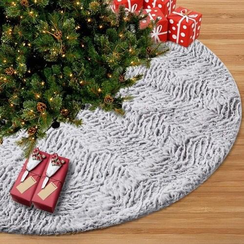 75cm Soft Faux Fur Fabric Christmas Tree Skirt Plush Carpet Christmas Tree Decoration Hotel Mall Party Supply