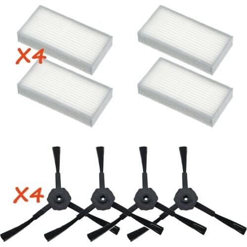 8pcs/lot 4pcs side brush(2 pair)+4pcs HEPA filters bursh for ecovacs CR120 X500 X600 panda X500 filter Promaster Robot 2712