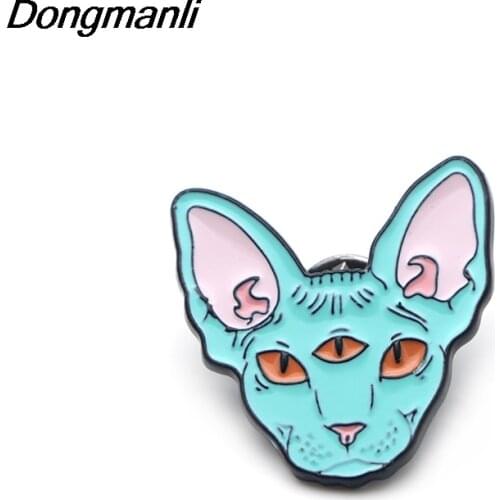 P2454 Dongmanli Cute Sphynx Cat Lapel pins Enamel pin Brooches Badges Backpack Bag Hats Accessories