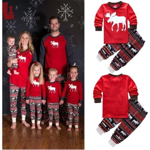 Children Christmas Pajamas Set Snow Reindeer Pijamas for Boys Autumn Winter Girls Sleepwear for Kids Toddler