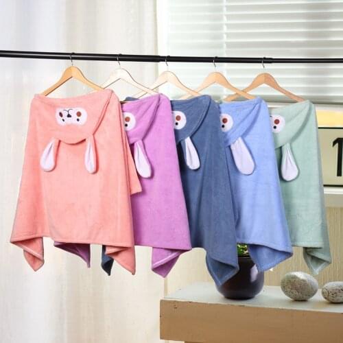 Childrens Bath Towel Coral Fleece Baby Hooded Cloak Cute Absorbent Bathrobe Bath Towel for Infants Kids Baby Bathrobe