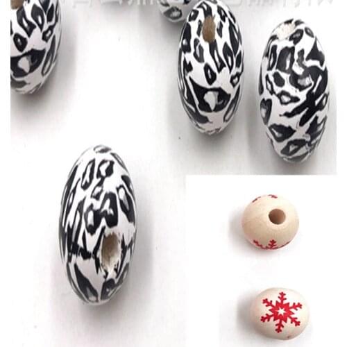 DIY16mm * 10pcs Raw Wood Color Childrens Snowflake Houndstooth Wooden Beads Ornaments Decorative Wooden Beads