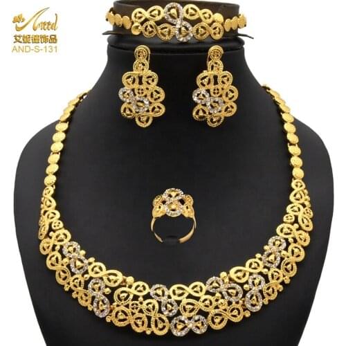 Jewelery Set Dubai Simple South Indian Turkish Gold Virgin Mary Wedding 4pcs Woman Ethiopia African Bridal accessories Luxury