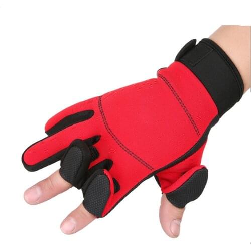 Fonoun Autumn Winter Fishing Gloves Cycling Antiskid Wear Resistance Light Breathable Full Three Finger Cut FN579