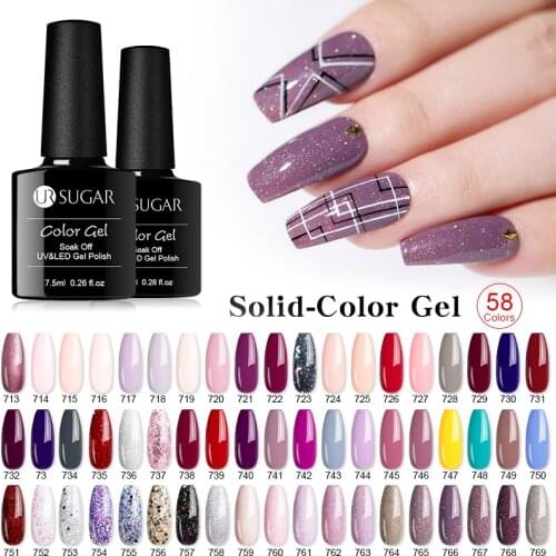 UR SUGAR 7.5ml Glitter Nail Gel Polish Red Pink Purple Nude Colors Semi Permanent UV Gel Soak Off Nail Art Design Gel Varnish