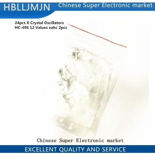 Hc-49s Crystal Oscillator Electronic Kit Resonator Ceramic Quartz Resonator Dip 12 Kinds X 2pcs 32.768k 4 8 12 16 20 25 Mhz