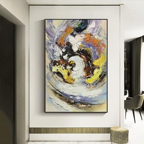 Hand Painted Oil Painting On Canvas Modern Colour Abstract Wall Art Pictures Large Handmade Oil Paintings For Living Room Decor