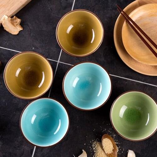 1pc Japanese Ice Cracked Glaze Ceramic Bowl Home Eating Bowl Creative Kitchen Cutlery Soup Bowl Rice Bowl