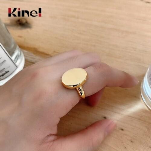 Kinel French 925 Sterling Silver Glossy Ellipse Open Finger Rings for Women Adjustable Size Silver Ring Jewelry