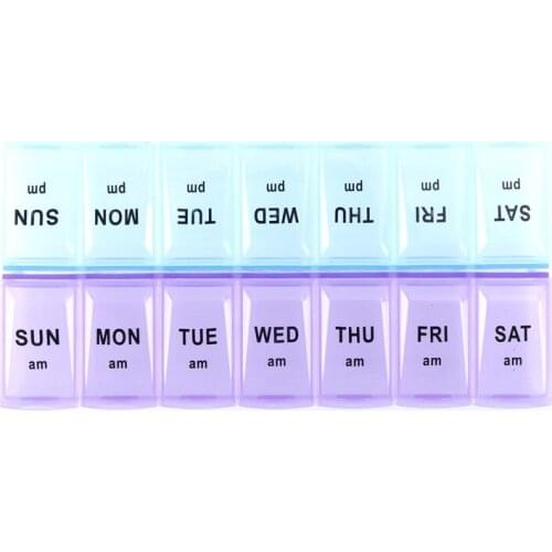 Weekly 7 Days 14 Compartments Pills Storage Box Holder Medicine Organizer Case Portable Health Care Pill Box