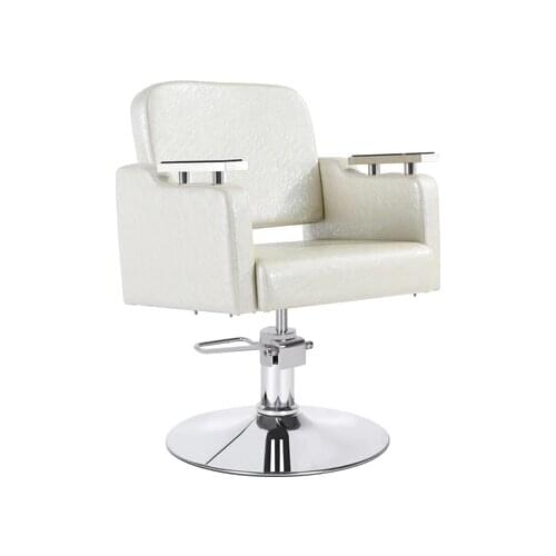 Pure white factory direct 360 degree rotation of the seat upscale salon chair barber chair haircut chair with armrests