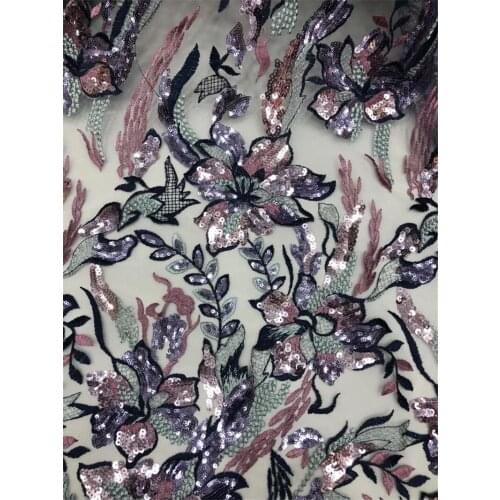 New design pretty flowers with sequins 1JRB-20.31802 french net lace fashionable flower french style net fabric for party