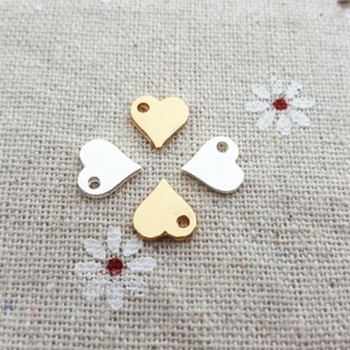 Hot selling 10Pieces/lot 8*9MM gold and silver small heart pendant charm Diy Charms Jewelry