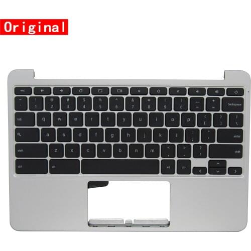 NEW US Keyboard For Asus C201PA DS01 Palmrest Silver Cover