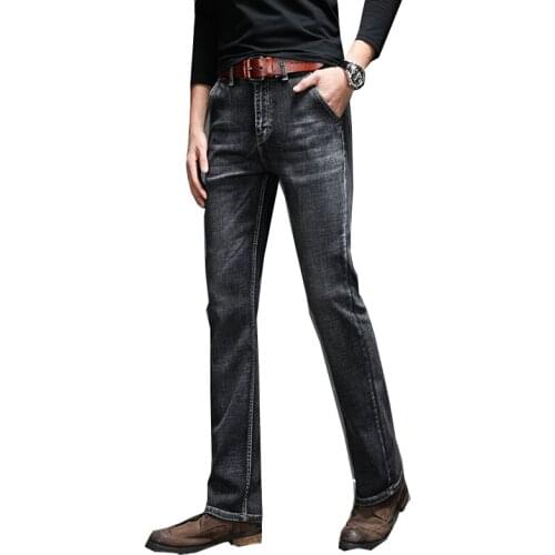 2021 new mens retro stretch jeans loose denim jeans fashion autumn flared pants