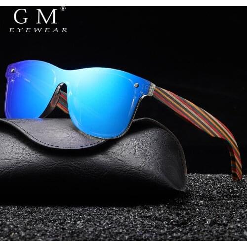 GM Color Skateboard Wooden Sunglasses Women Polarized Fashion Sun Glasses Original Wood Oculos de sol masculino