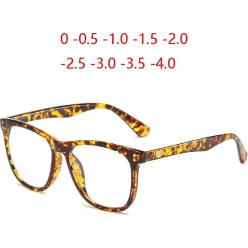 Leopard Frame 1.56 Aspheric Lens Prescription Eyeglasses Women Oversized Myopia Lens Square Optical Spectacle 0 -0.5 -0.75 To -4