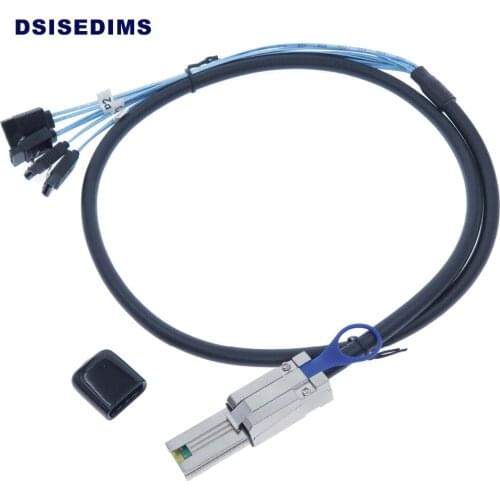 Wholesale External Mini SAS 26 Pin SFF-8088 Male to 4 7 Pin SATA Cable Mini SAS 26 Pin to 4 SATA Cable with Latch