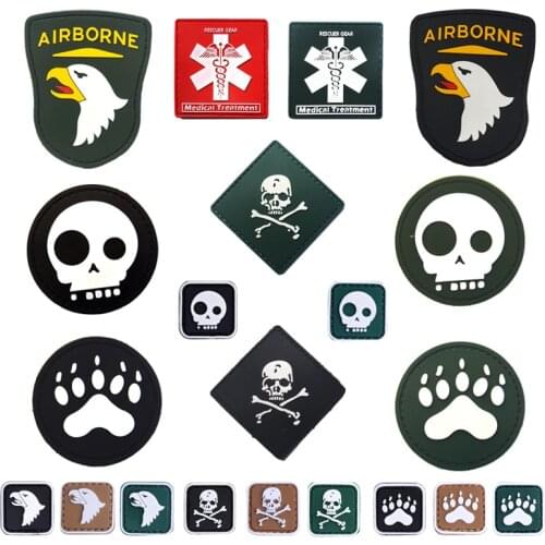 Eagle Skull Reflective PVC material Velcro patches medal Badge Hook Loop Armband 3D Stick on jacket strap Backpack Stickers