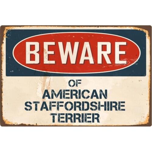 Beware of American Staffordshire Terrier 8 x 12 Vintage Aluminum Retro Metal Sign VS017