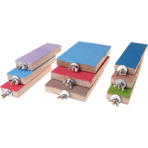 Parrot Perch Stand Holder Platform Colorful Wood Paw Grinding Bird Parakeet Toys