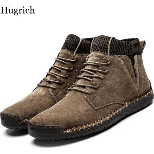 Plus Size Men Winter Boots Suede Leather Boots Men Snow Boots Waterproof Winter Shoes Leather Men Ankle Boots Fur Men Shoes