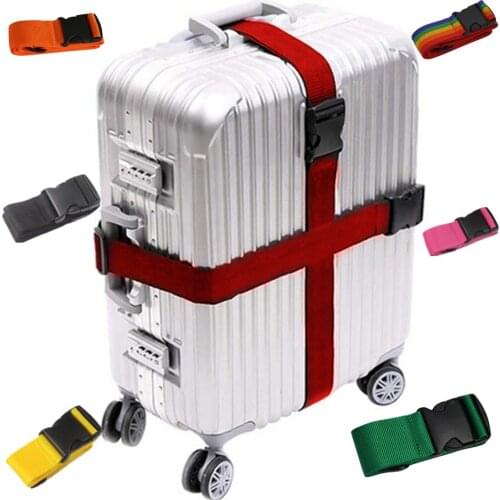 Packing Belt Baggage Strap Travel Rainbow Adjustable Luggage Suitcase Strap With Coded Lock Secure Lock Safe Belt Strap Cross
