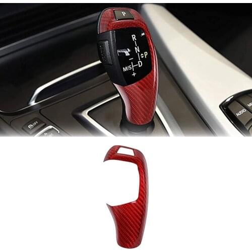Gear Leaver Trim Carbon Fiber Gear Head Cap Sticker Interior for -BMW F20 F21 F22 F23 F30 F34 F35 2012-2018 Red